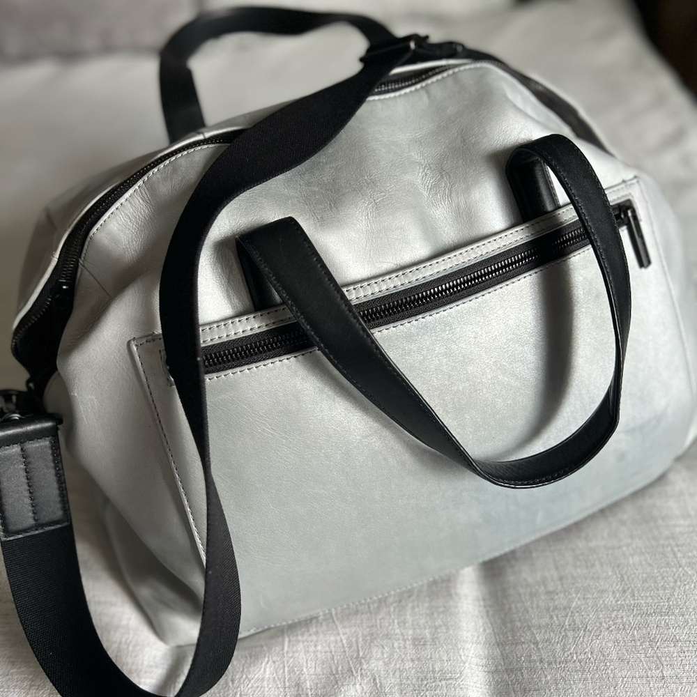 AWAY Leather (silver) - The Everywhere Carry-on Duffle Bag